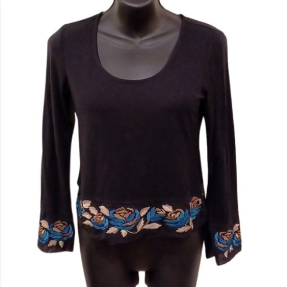 INC Petite Embroidered Floral Trimmed Stretch Top- Sz. SP - Picture 3 of 9